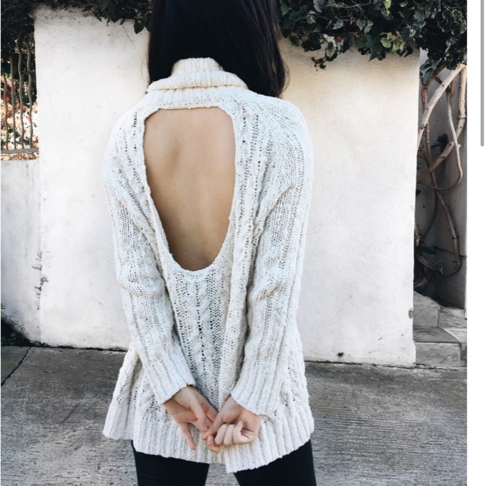 Free people open back turtleneck sweater